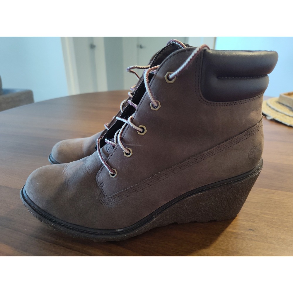 Timberland Earthkeepers Amston Wedge Boots Taupe Nubuck Leather 8252A Womens 9.5